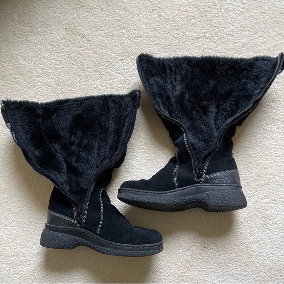 Naturalizer Suede Leather Winter Boot Faux Fur Lined Full Zipper Size 6.5 Black - Picture 3 of 9